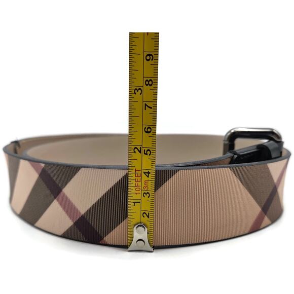 Burberry London Womens Nova Check Coated Belt Beige Leather Trim Size 36 90 main image 8